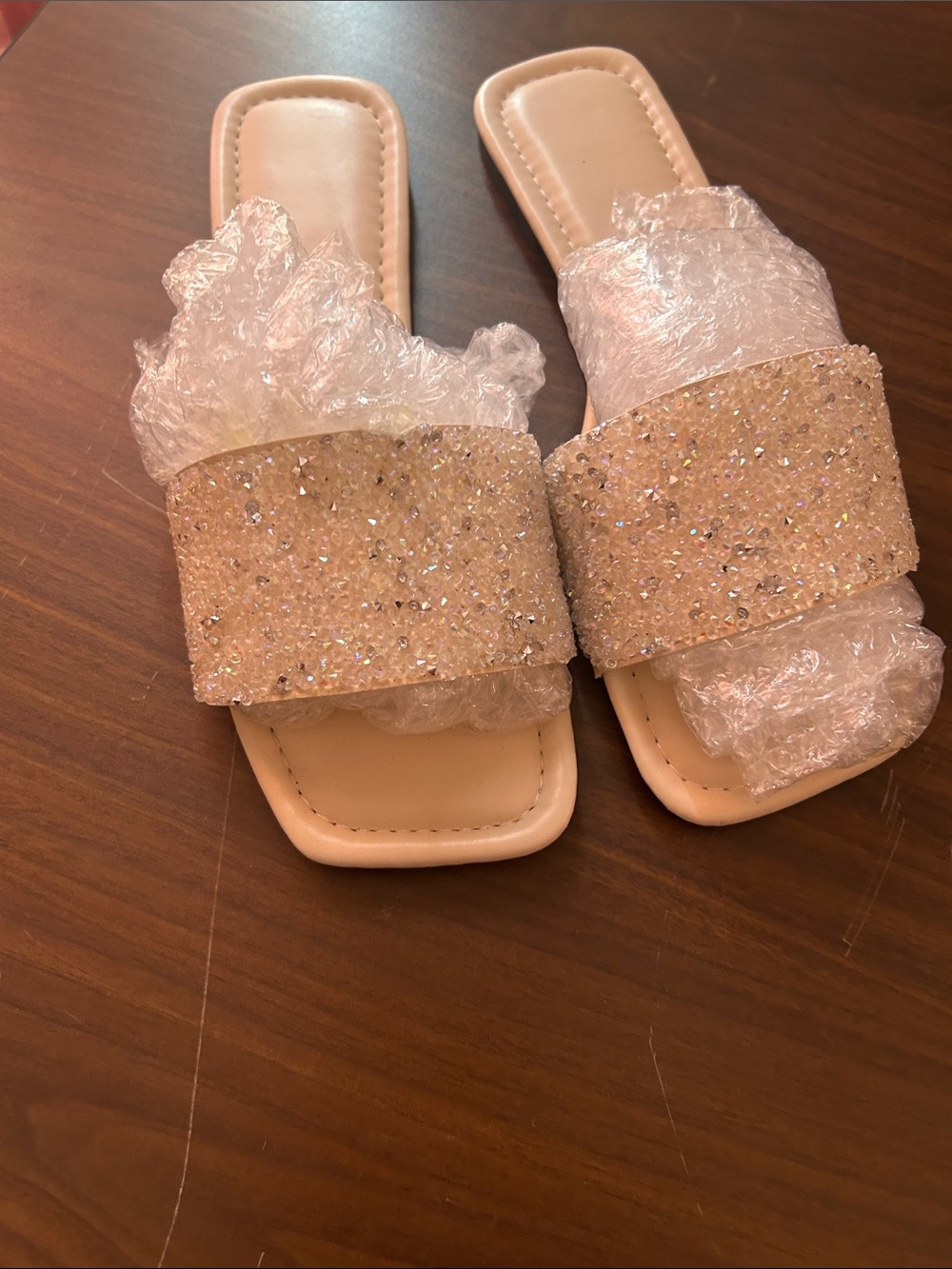 Women’s Sparkle Slide Sandals - Nude